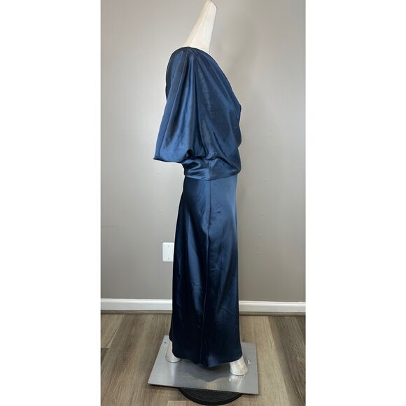 Amsale Midnight Blue One-Shoulder Midi Dress - Picture 9 of 12